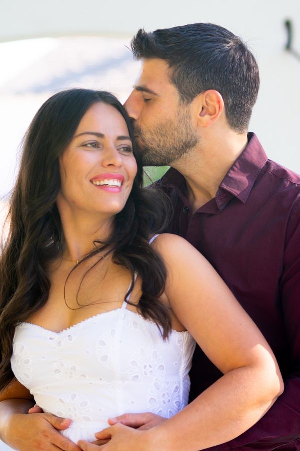 Romantic couple portrait in warm light