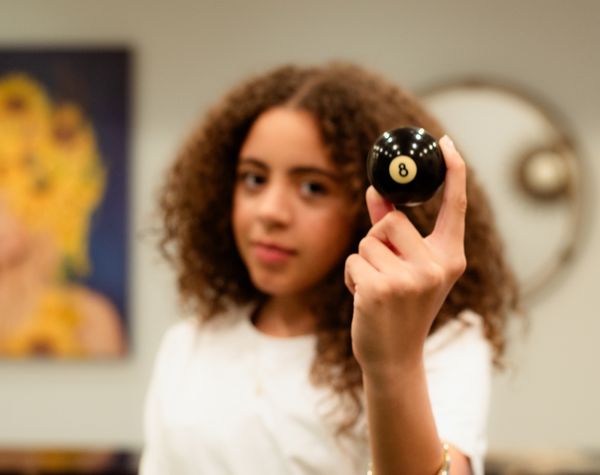 Creative child portrait with natural backdrop
