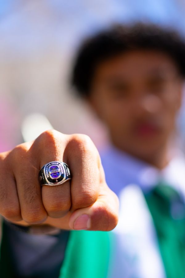 Graduation portrait in a scenic setting