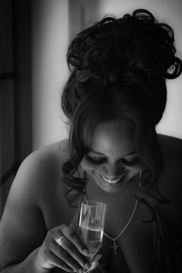 Woman celebrating with champagne