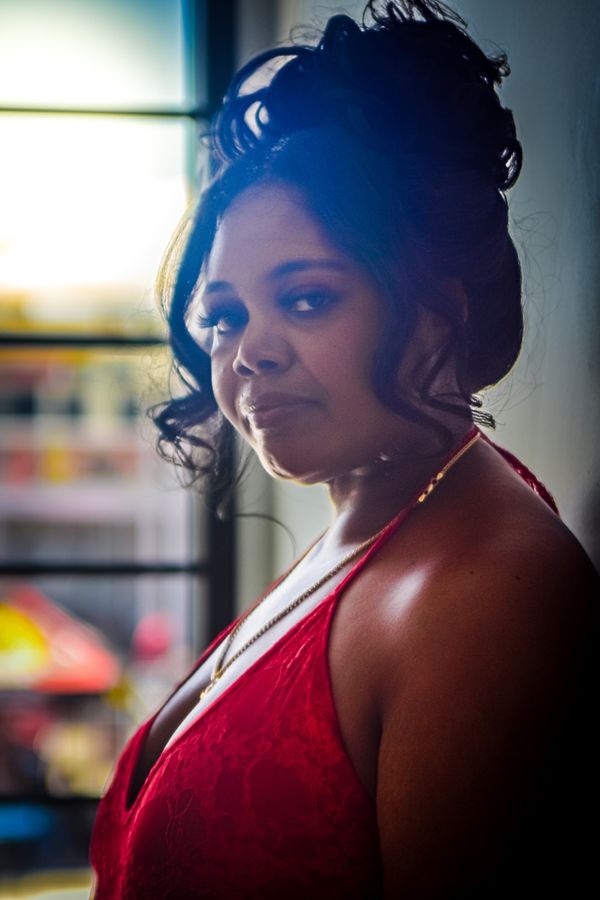 Dramatic portrait of a woman with moody lighting