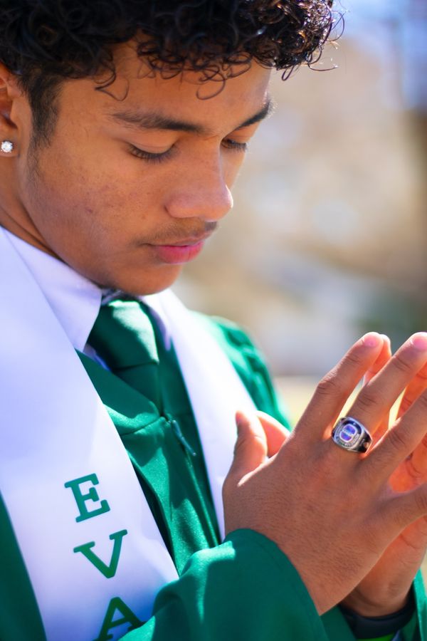 Senior portrait with cap and gown